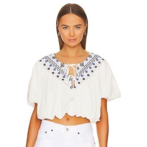 Free People Joni Embroidered Crop Top